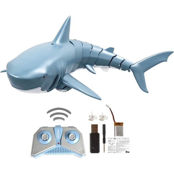 2.4GHz Electric Great White Shark Remote Control Swim Toy RC Boat Prank Gift Kid