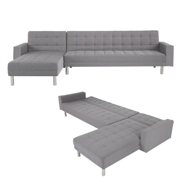 Foret 5 Seater Sofa Bed Modular Corner Lounge Recliner Chaise Couch Fabric Set - 4 Colours Full Grey