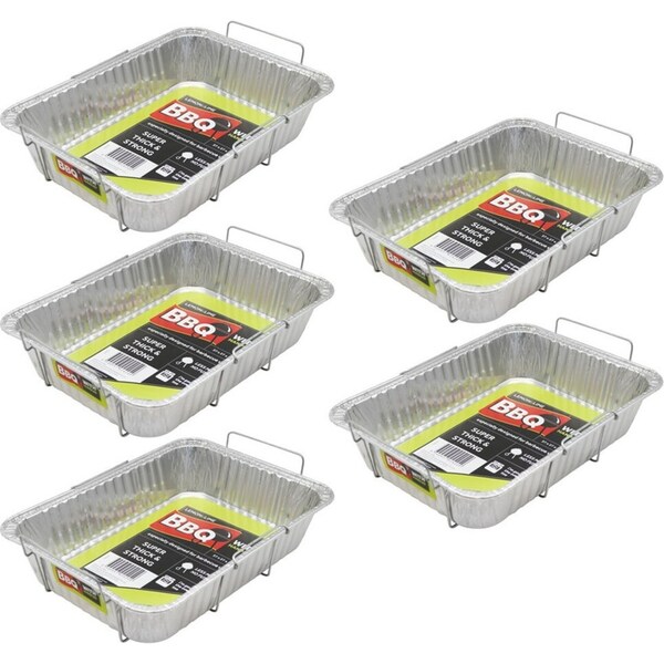 5PK Lemon and Lime 37cm Aluminium BBQ Foil Tray Food Container w/Wire Handles SL