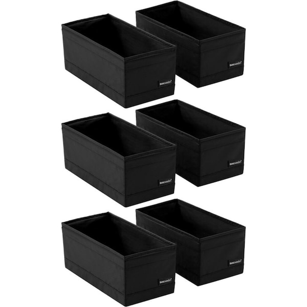 6pc Kloset by Boxsweden Collapsible 28cm Rectangle Storage Cubes Organiser BLK