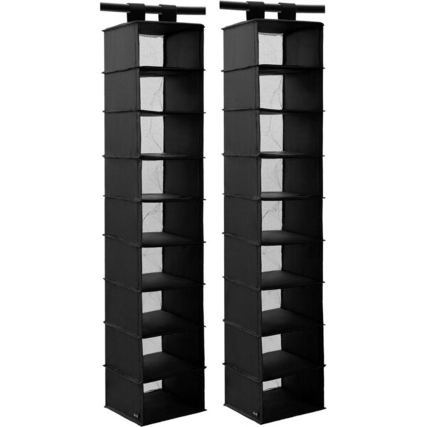 2x Kloset by Boxsweden 120cm 9 Section Hanging Organiser Home Closet Storage BK