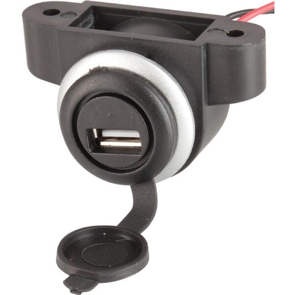 Under-Dash PS2016 Panel Mount USB Socket 5V 2.1A w/ In-Line Fuse Holder Black