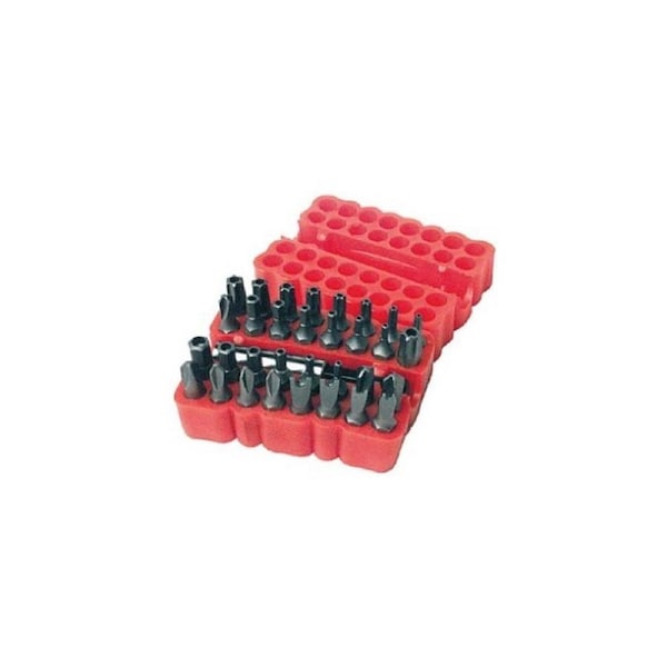 33pc SD380 Security Bit Set 31078 Tamperproof w/ 50mm Magnetic Holder Grey/Red
