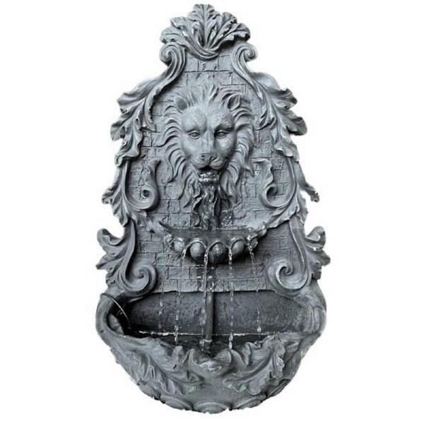 Garden Solar Wall Water Fountain Feature Lion Head Indoor Outdoor 78cm