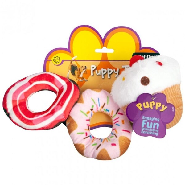 Puppy Sweets Toy Pack of 3 Soft Dog Toys by Pet One