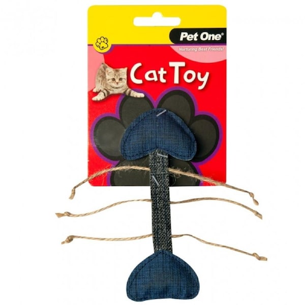 Grey & Blue 14.5cm Skeleton Toy for Cats & Kittens by Pet One