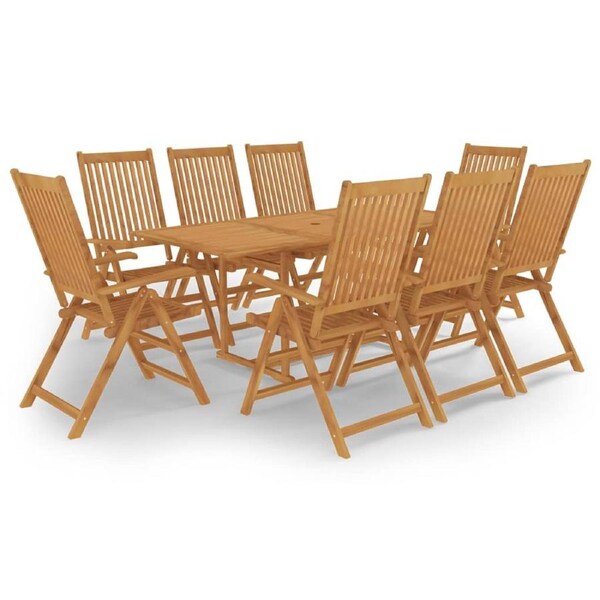 9 Piece Garden Dining Set Solid Teak Wood vidaXL