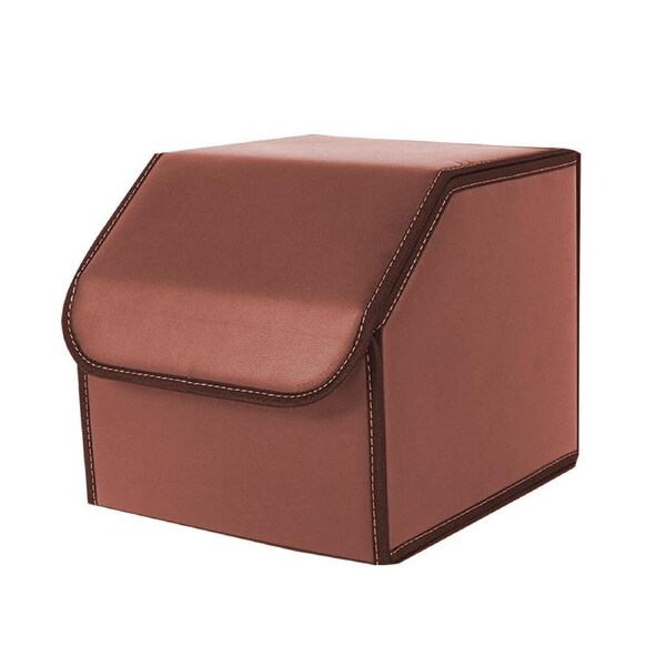 SOGA Leather Car Boot Collapsible Foldable Trunk Cargo Organizer Portable Storage Box Coffee Small