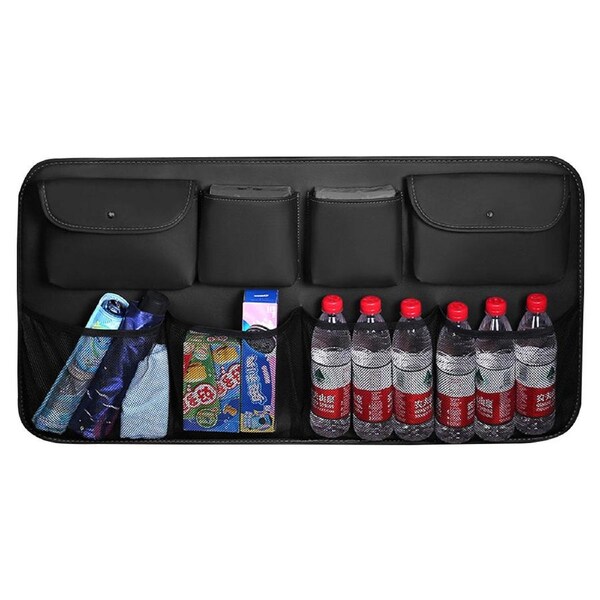 SOGA High Quality Leather Car Rear Back Seat Storage Bag Organizer Interior Accessories Black