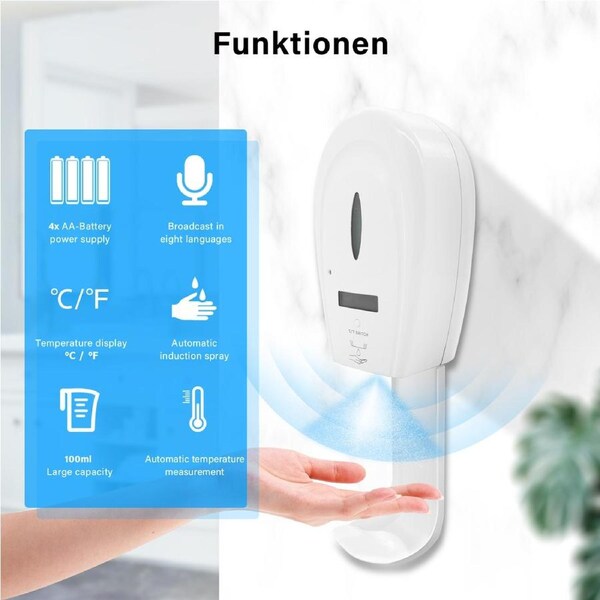 ELEGANT Automatic Quick Soap Sanitizer Dispenser with Temperature Display Screen Alarm Warning