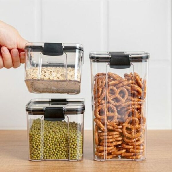 12x Clip Storage Box 700ML Airtight Food Container Kitchen Cereal Organiser Jar