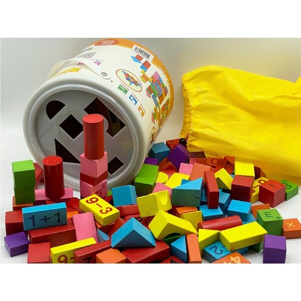 Kids Wooden Blocks 100 Pcs with Tub- Rec. Age: 24 months+