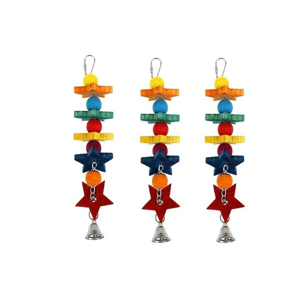 YES4PETS 3 x Wood Small Hanging Swing Bird Parrot Parakeet Cockatiel Budgie Rope Toy