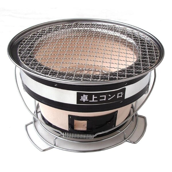 GTC Japanese Korean Ceramic Hibachi BBQ Table Grill Round with Protect Ring