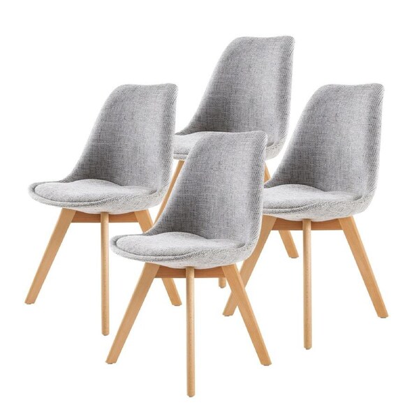 4X Retro Dining Cafe Chair Padded Seat GREY