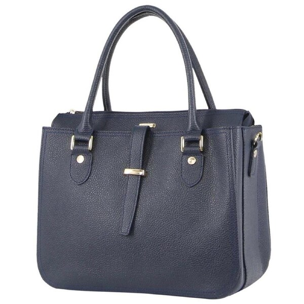 Morrissey Italian Womens Structured Leather Handbag Ladies Bag - Navy