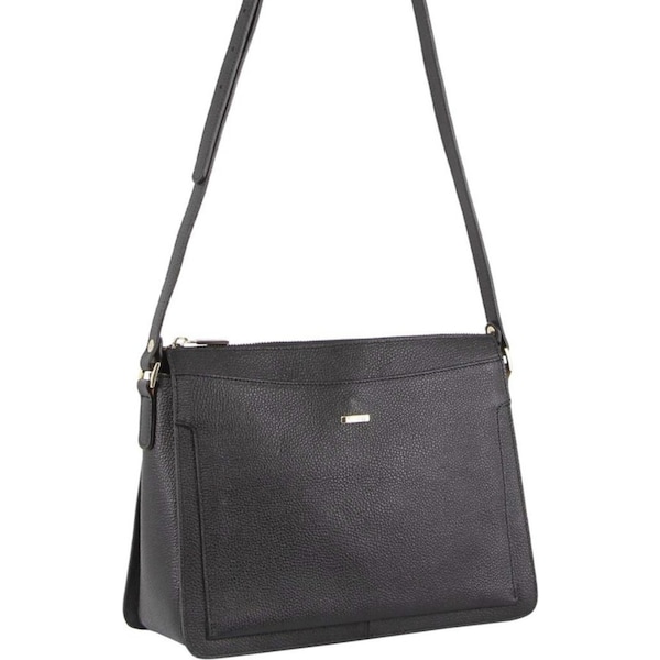 Morrissey Italian Structured Leather Cross Body Handbag Tote Bag (MO3162) - Black