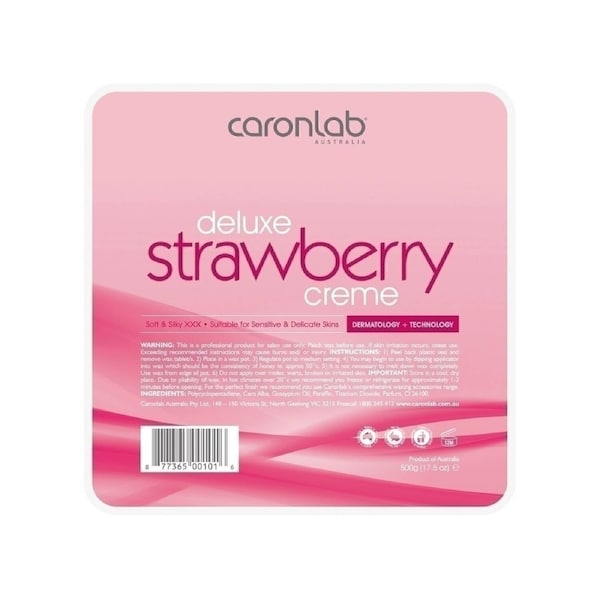 Caronlab Strawberry Creme Hard Hot Wax Waxing Pallet Tray Hair Removal 500g