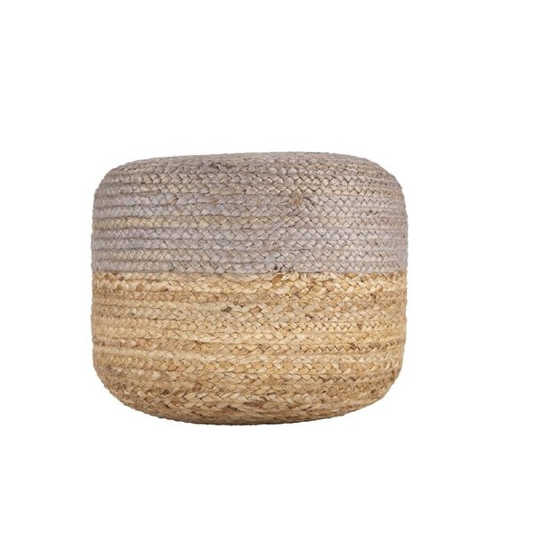 Ava Dual Color Jute Pouf NAT/ GREY