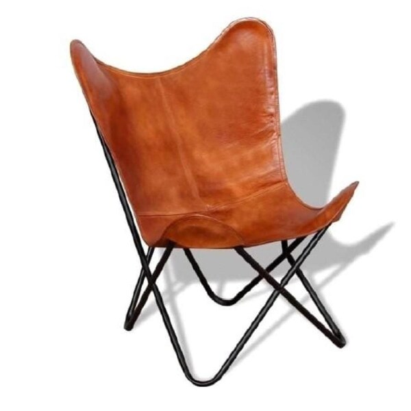 Ava Leather Butterfly Chair BROWN