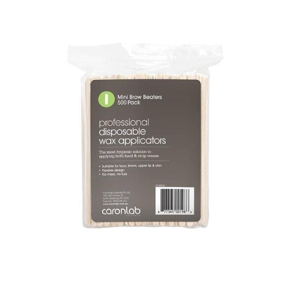 Caronlab Mini Disposable Wooden Spatula Brow Beaters 500 Pack Wax Waxing Sticks