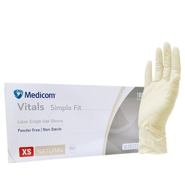 Medicom - Latex Powder Free Nails Gloves Size XS (Extra Small) 100pcs