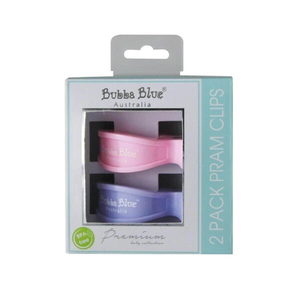 Pram Clips 2 Pack - Bubba Blue