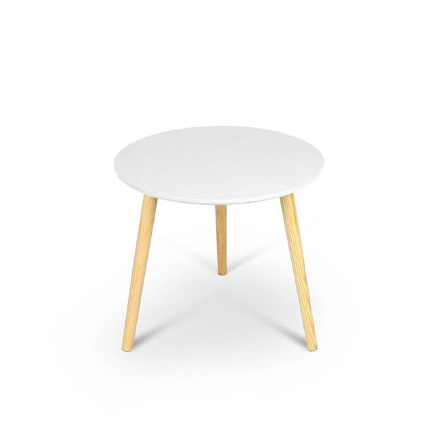 Aura Round Wood Coffee Table White Side Table Lamp Tables Bedside Medium Wooden