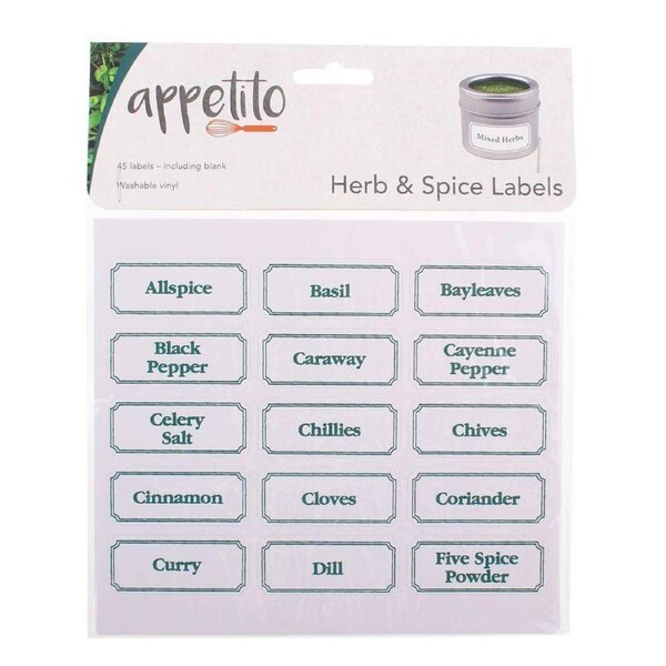 Appetito Herb and Spice Labels Canister Jar Pantry Food Storage Stickers Pack of
