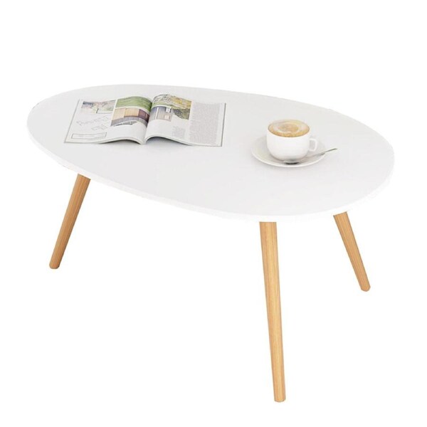 Wood Coffee Table Set Drop Shape Side Tables White Modern Home Furniture