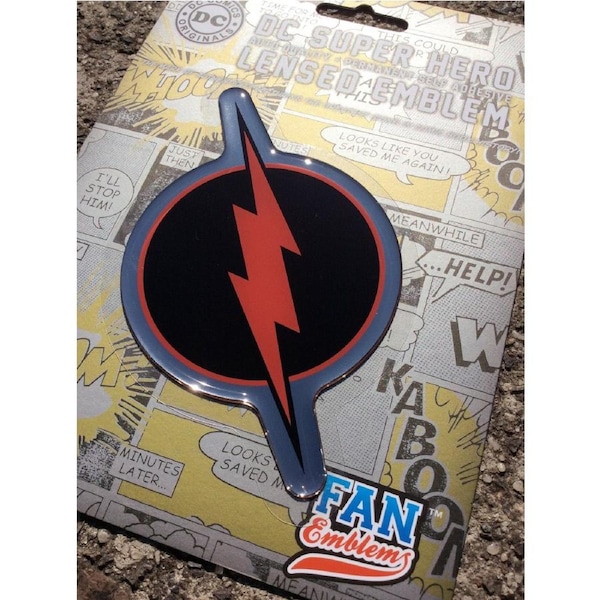 Reverse Flash Logo Car Decal DC Comics Domed Black Red Chrome Finish Automotive Sticker Emblem