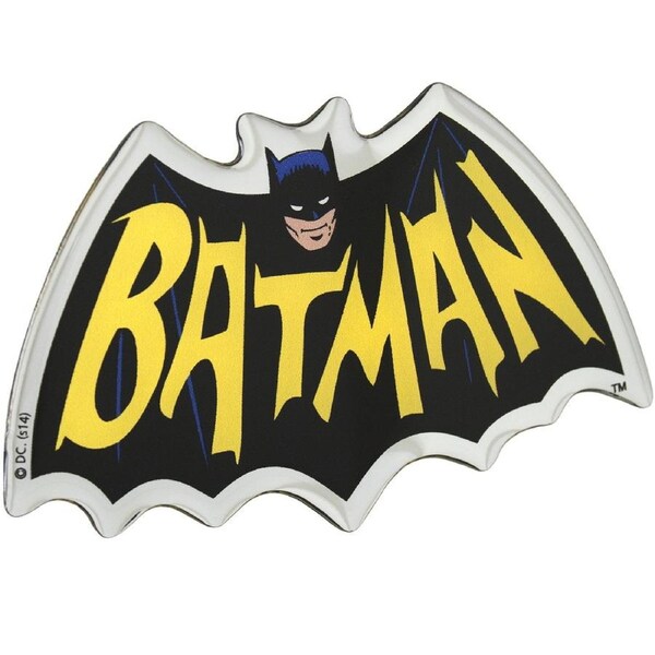 Batman 1966 Logo Car Decal DC Comics Domed Multicolour Chrome Finish Automotive Sticker Emblem