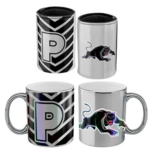 Penrith Panthers NRL Metallic Can Cooler and Coffee Mug Cup Gift Pack