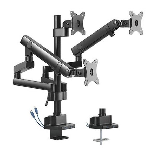 Brateck Triple Monitor Aluminum Slim Pole Held Mechanical Spring Monitor Arm [LDT20-C036UP]