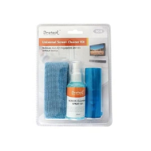 Brateck 3-In-1 Screen Cleaner Kit 1 x 60ml Screen Cleaner/Pearl Cloth/Soft Brush [SC-1]
