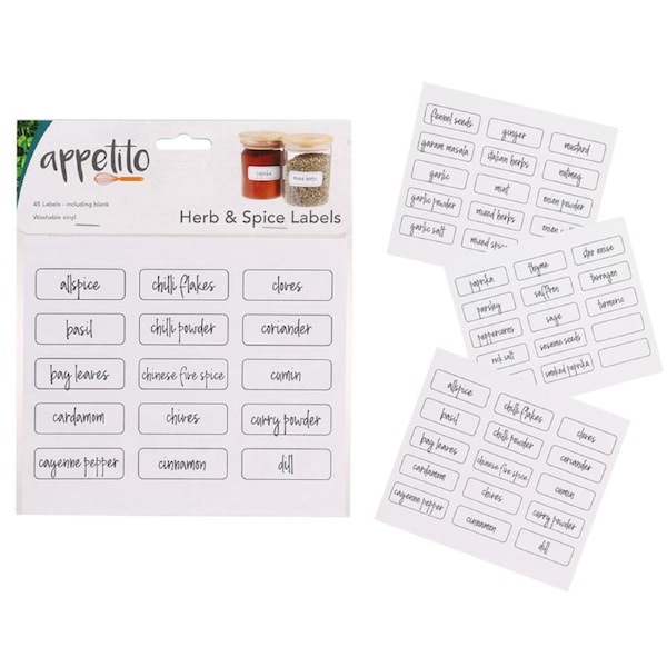 Appetito Herb and Spice Labels - Pack of 45