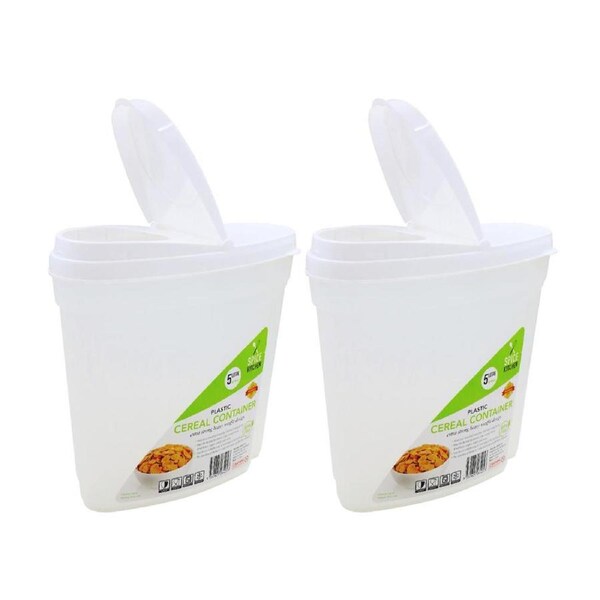 5x Plastic Cereal Container 5L Large Dry Food Rice Dispenser Breakfast Storage