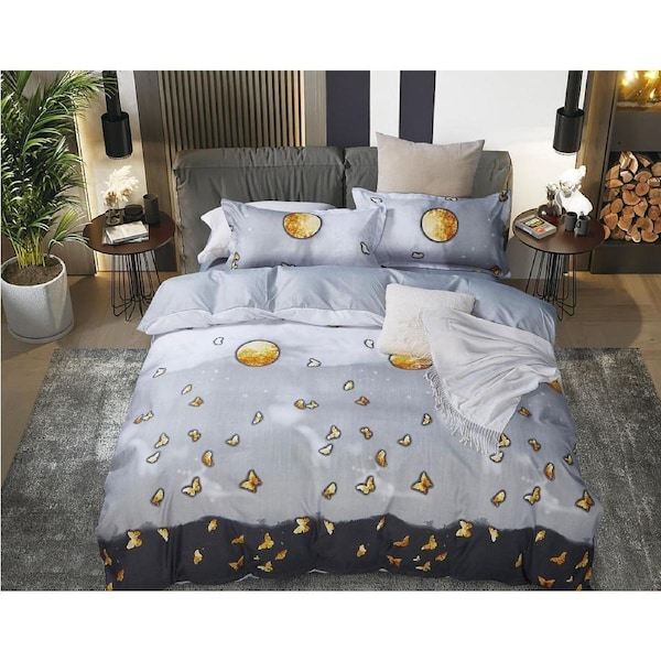 Gardinar Quilt/Doona/Duvet Cover (Queen Size Bed) M422 Grey Yellow
