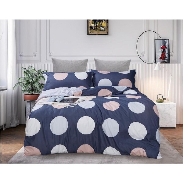 Circles Quilt/Doona/Duvet Cover (King Size Bed) M431 Blue White