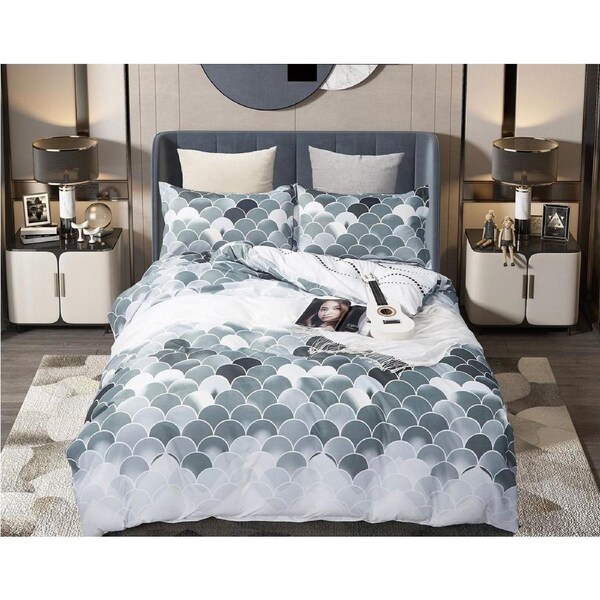 Millie Quilt/Doona/Duvet Cover (King Size Bed) M445 Grey White