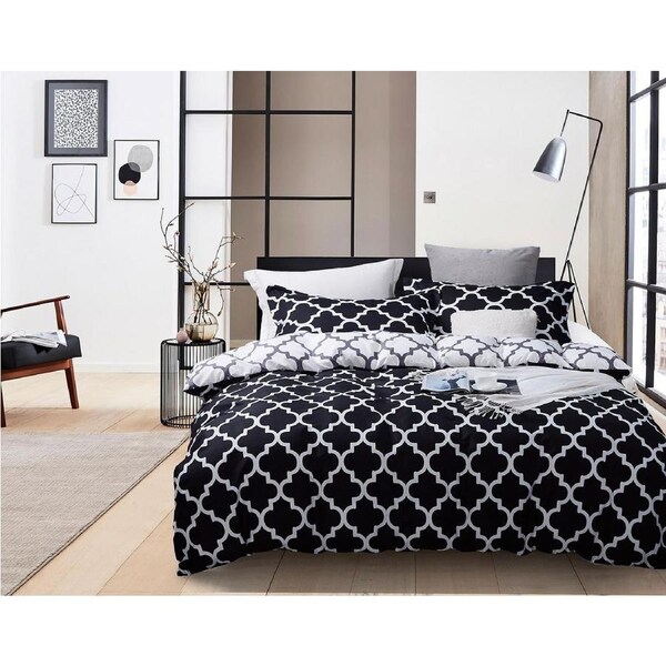 Pendall Quilt/Doona/Duvet Cover (Super King Size Bed) M446 Black White