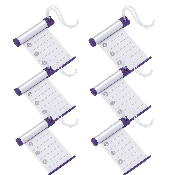 6x Funky Luggage Cylinder Tag Rollout Label for Address Details - Silver/Blue