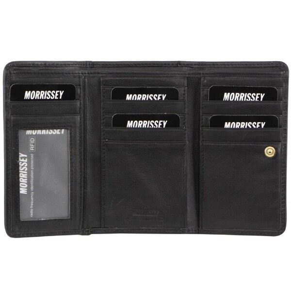 Morrissey RFID Womens Leather Wallet Coin Clutch Purse Organiser - Black