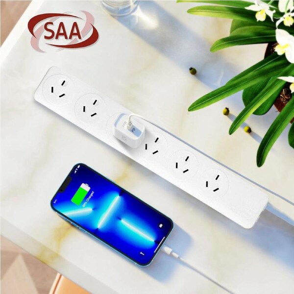 6 Outlet Power Board With ?Overload Protection? 1M Lead Cable