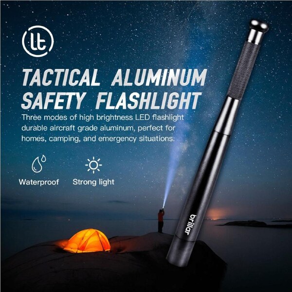 Brillar Aluminium Long Torch - Black