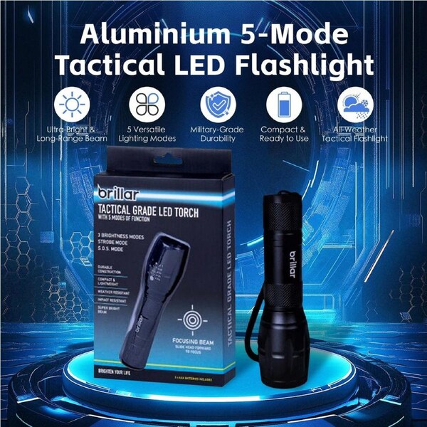 Aluminium 5-Mode Tactical LED Flashlight
