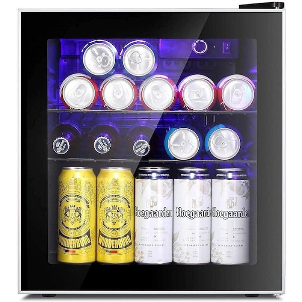 Advwin 46L Bar Fridge Glass Door, Mini Countertop Fridges Bottle Cooler