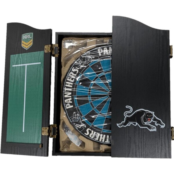 Penrith Panthers NRL Dart Board and Cabinet Set