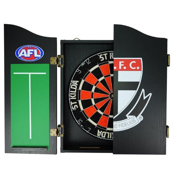 St Kilda Saints AFL Dart Board and Cabinet Set