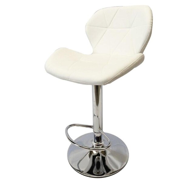 Foret Barstools 2x Bar Stools Gas Lift Swivel Stool Chairs Kitchen PU Leather Wh